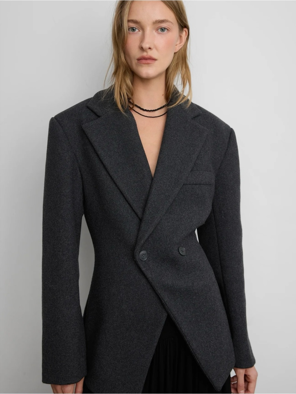 Double breasted wool blend blazer